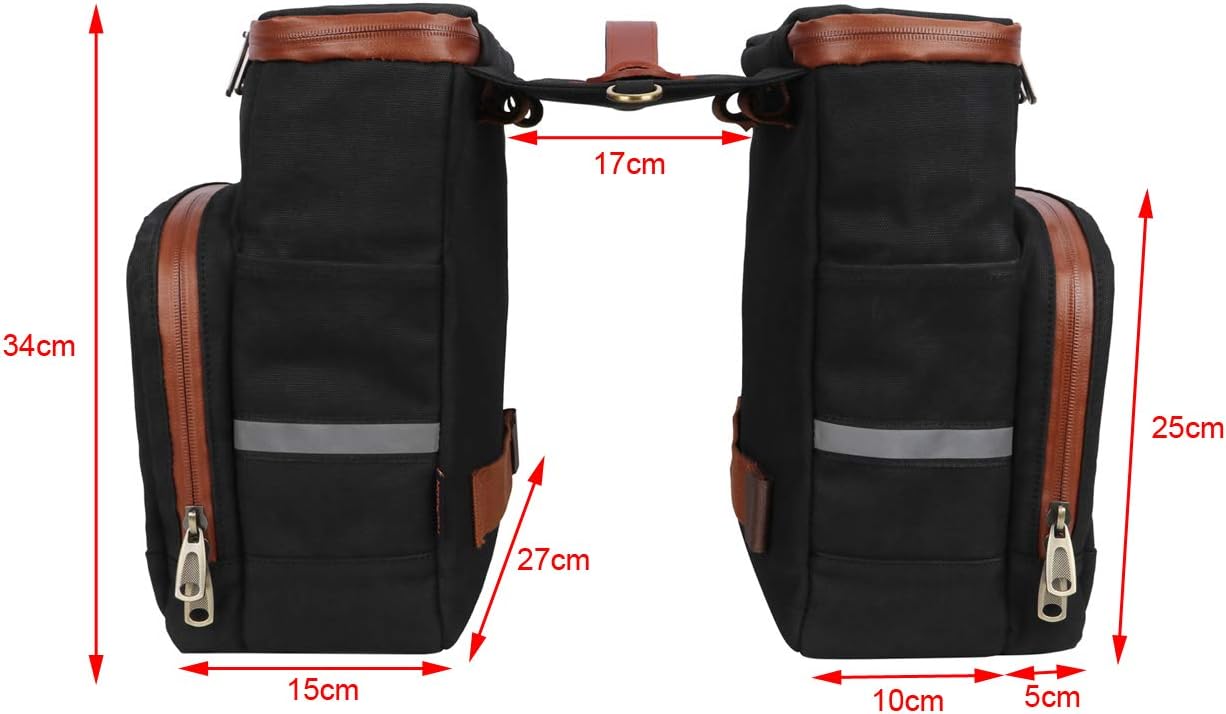 TOURBON Canvas Pannier Bicycle Rear Rack Back Seat Tail Insulated Trunk Cooler Double Bag