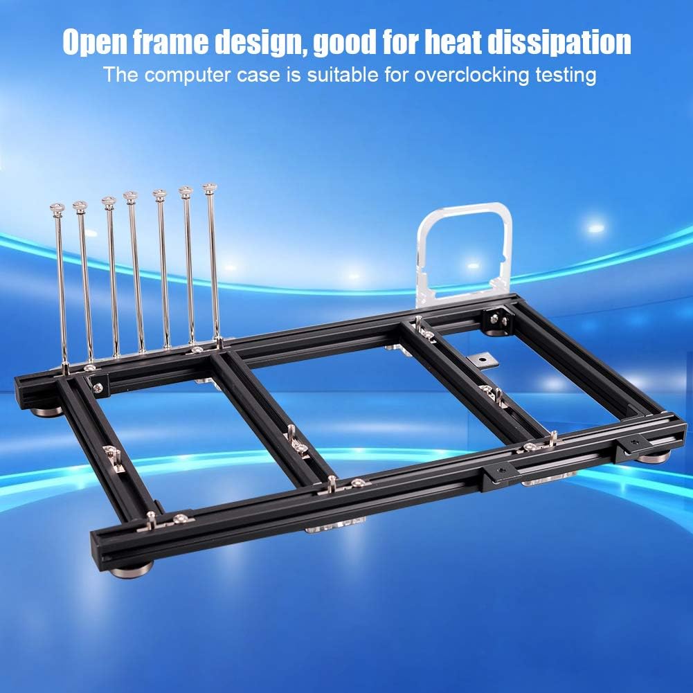 ATX Motherboard Test Bench Best for Overclocking Test, ATX Computer Open Air Frame ATX Case PC Test Bench for Games/Cooling, Aluminum DIY Computer Case for ATX Motherboard Test Bench(Black)