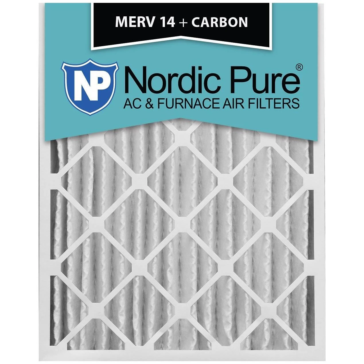 Nordic Pure 16x25x4 MERV 14 Pleated Plus Carbon AC Furnace Air Filters 2 Pack