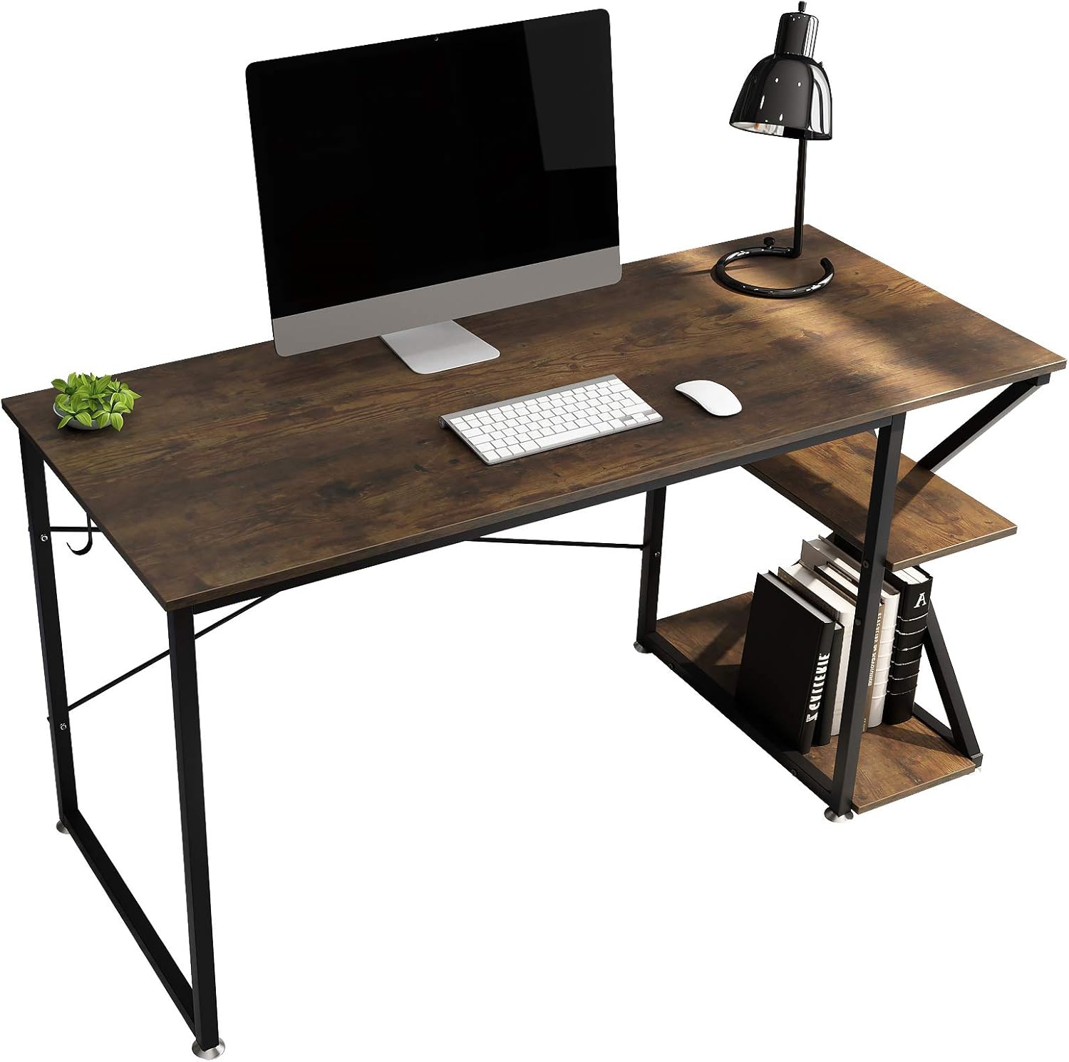 47 Inch Computer Desk,SogesPower Modern Minimalist Design Writing Table with a Storage Bag and Headphone Hook for Daily Home Office Study Company, Gaming Table（Black）