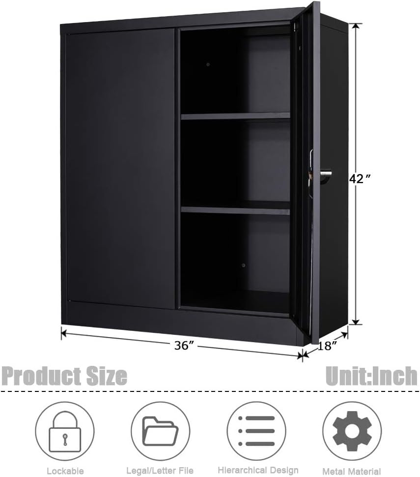 GREATMEET Metal Storage Cabinets with 2 Adjustable Shelves,41.6
