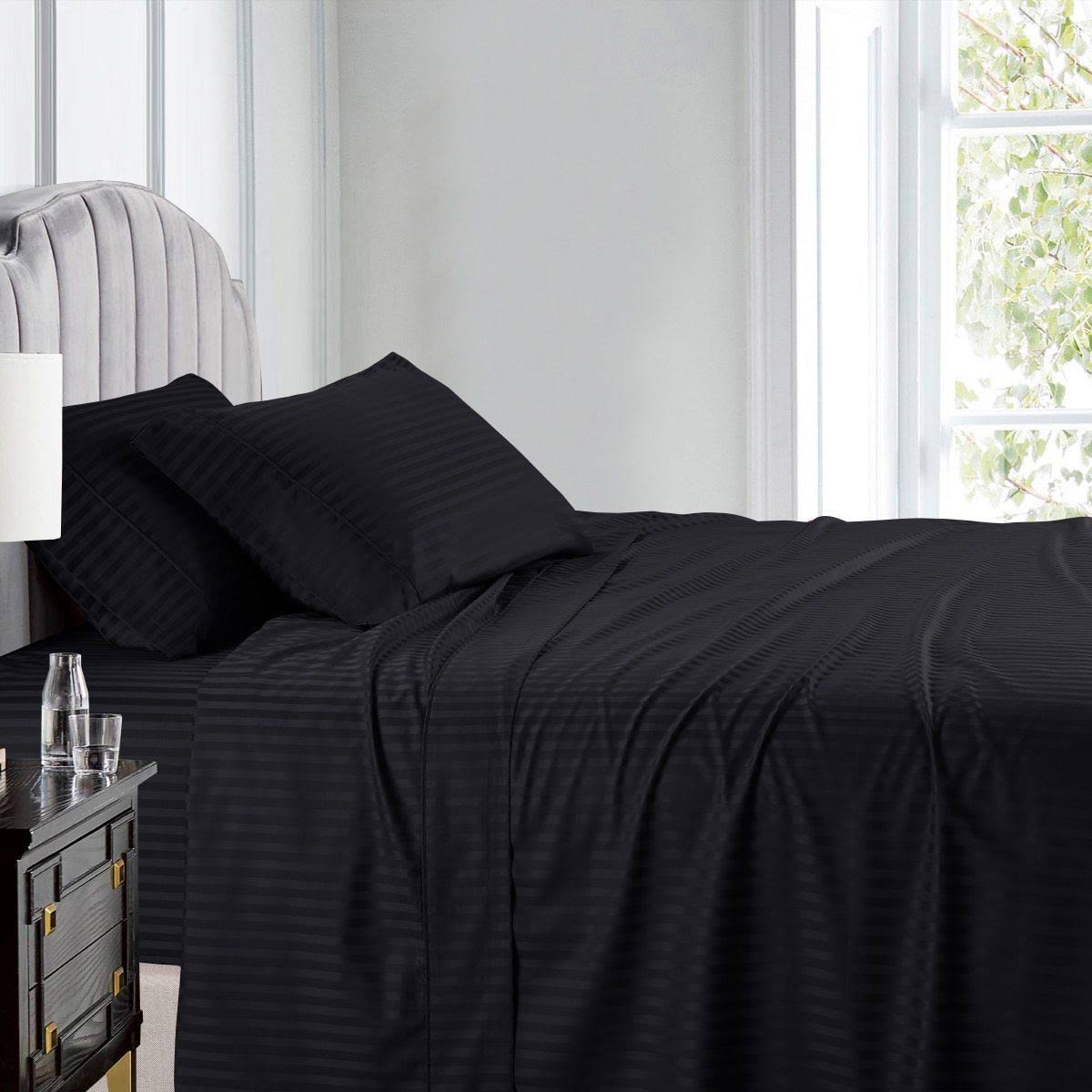 Top Split King Flex Sheets 608 Thread Count Black