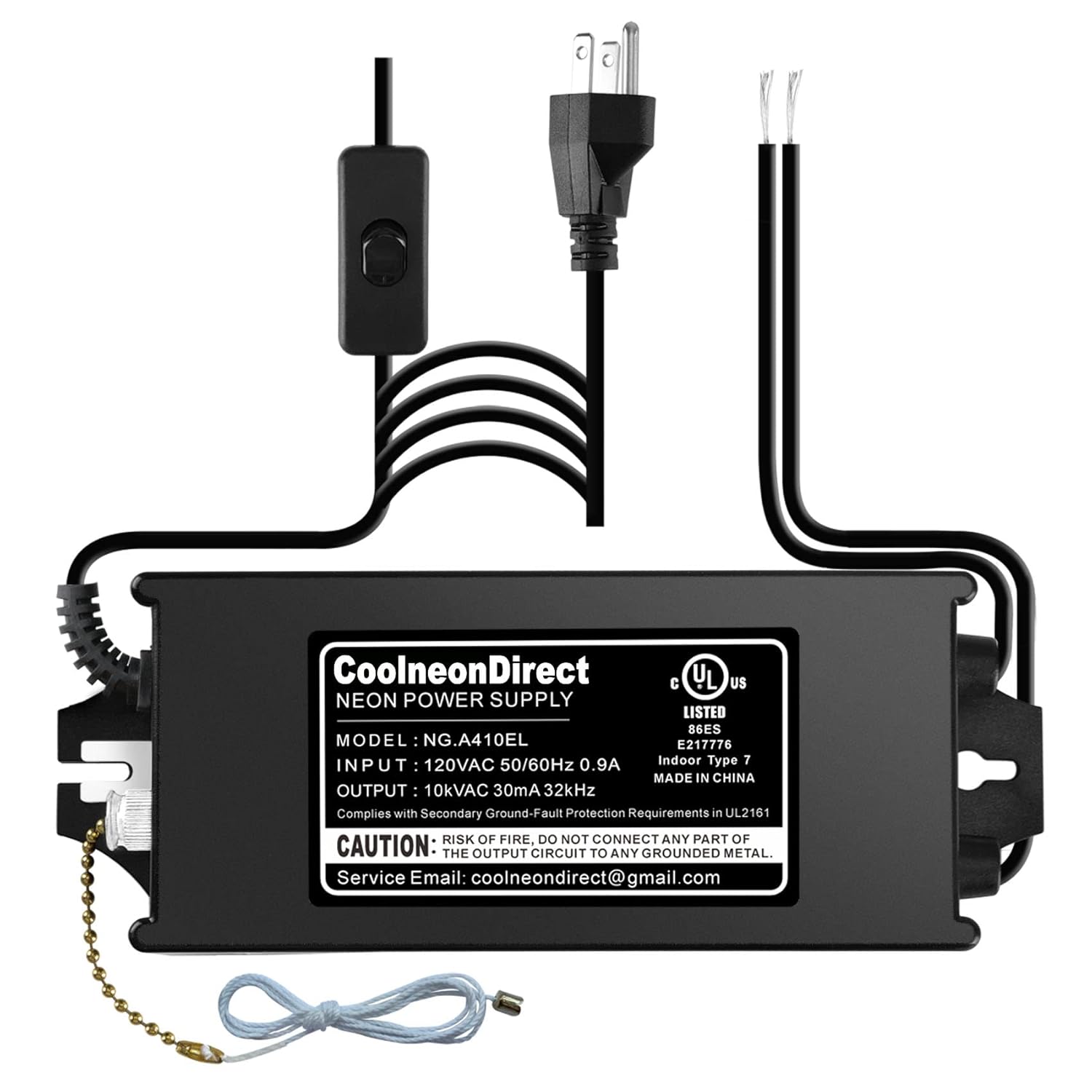 Coolneon Lichtenberg Machine Neon Sign Transformer Fractal Wood Burning Machine Burner 10kV 30mA Device Neon Light Sign Power Supply for Real Glass Neon Not Led High Voltage 10000V