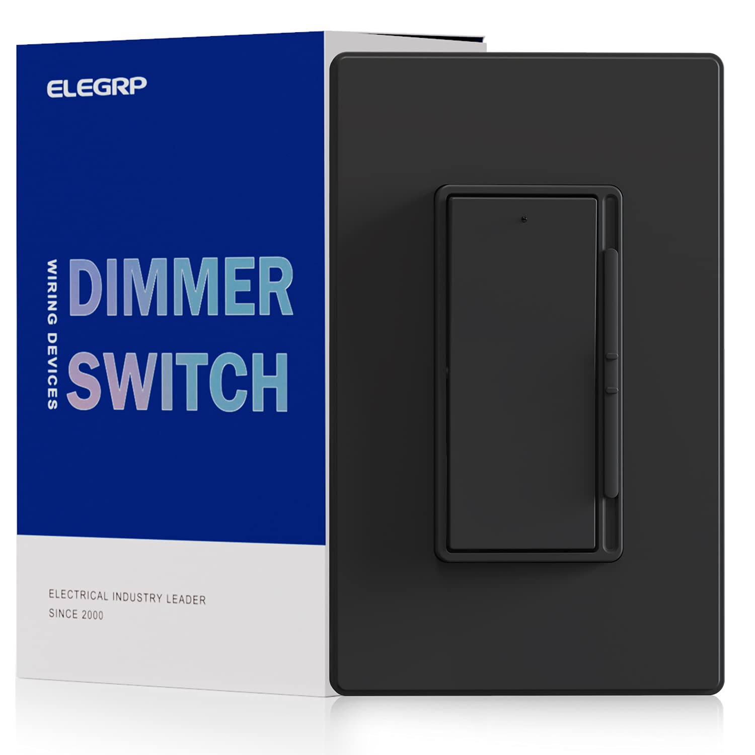 ELEGRP Digital Dimmer Light Switch for 300W Dimmable LED/CFL Lights and 600W Incandescent/Halogen, Single Pole/3-Way LED Slide Dimmer Light Switch, Wall Plate Included, UL Listed, 10 Pack, Matte Black
