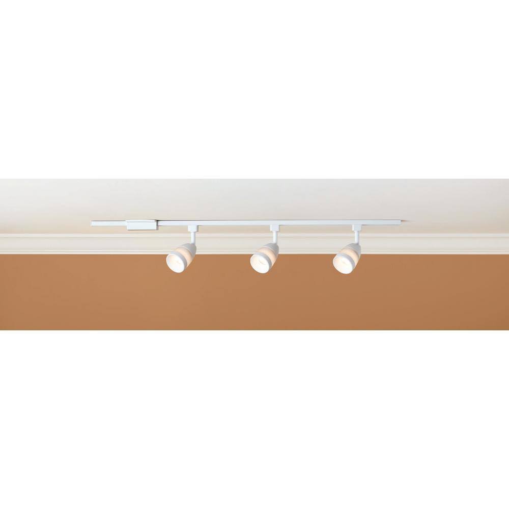Hampton Bay 44 in. 3-Light White Integrated LED Linear Track Lighting Frosted Middle Glass Kit 805319