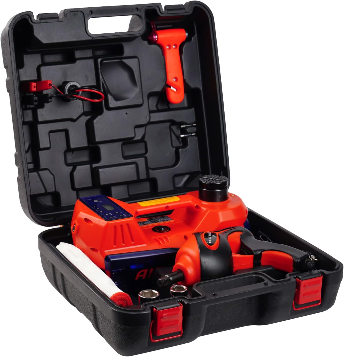 ROGTZ Electric Hydraulic Car Jack kit with Touch Screen, 2.0 Upgraded Portable 5 Ton Car Floor Jack with Impact Wrench, Car Lift Floor Jack for SUV Sedans Tire Change with LED Light