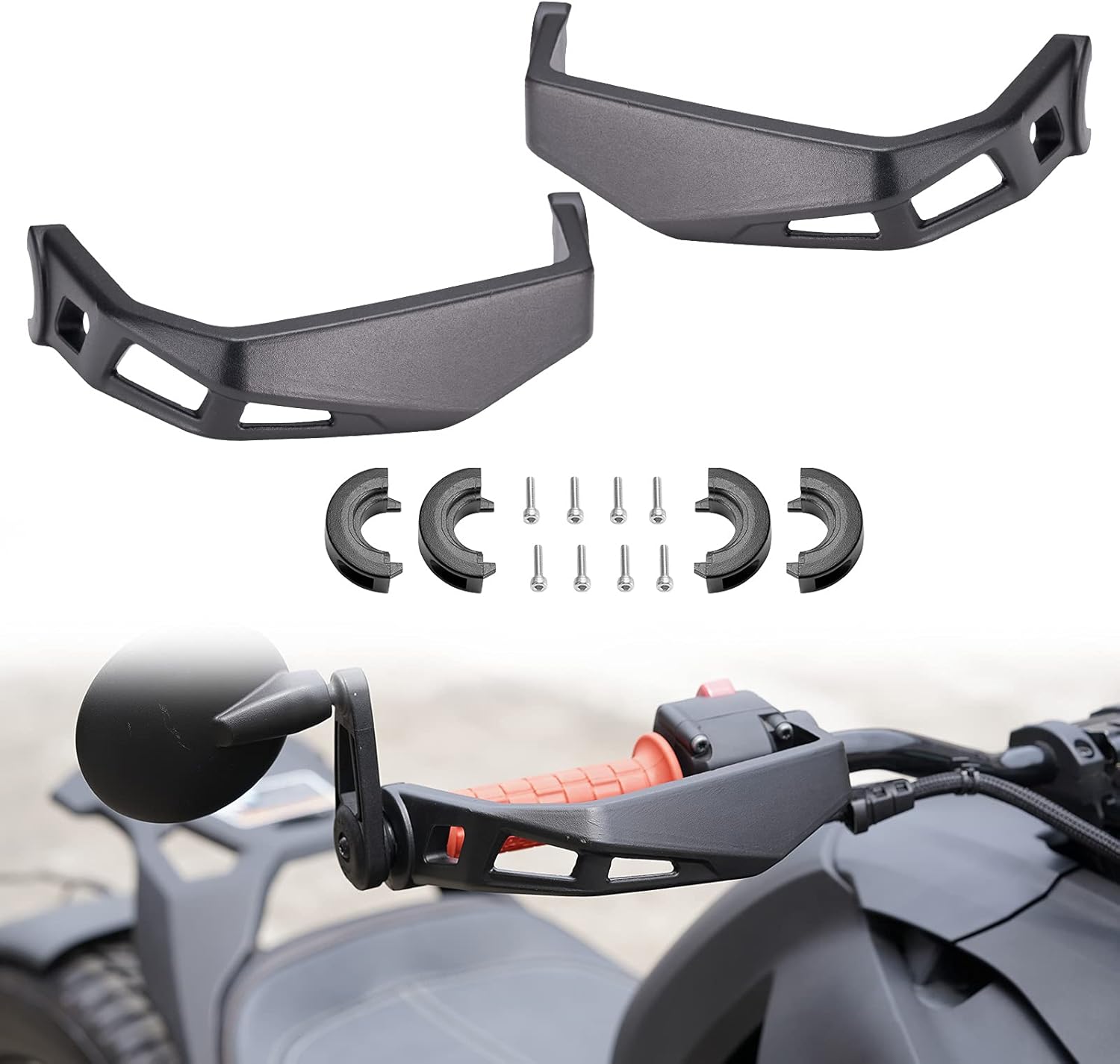 A & UTV PRO Aluminum Handlebars Handguards Protector Compatible with Can Am Ryker Accessories,Replace OEM # 219400998,Black,2PCS Pack of 2
