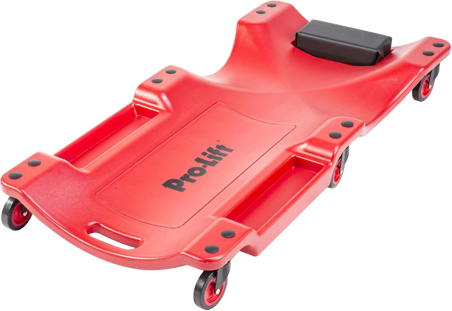 Pro Lift Mechanic Plastic Creeper 40 Inch - Blow Molded Ergonomic HDPE Body with Padded Headrest & Dual Tool Trays - 350 Lbs Capacity Red Pack of 2