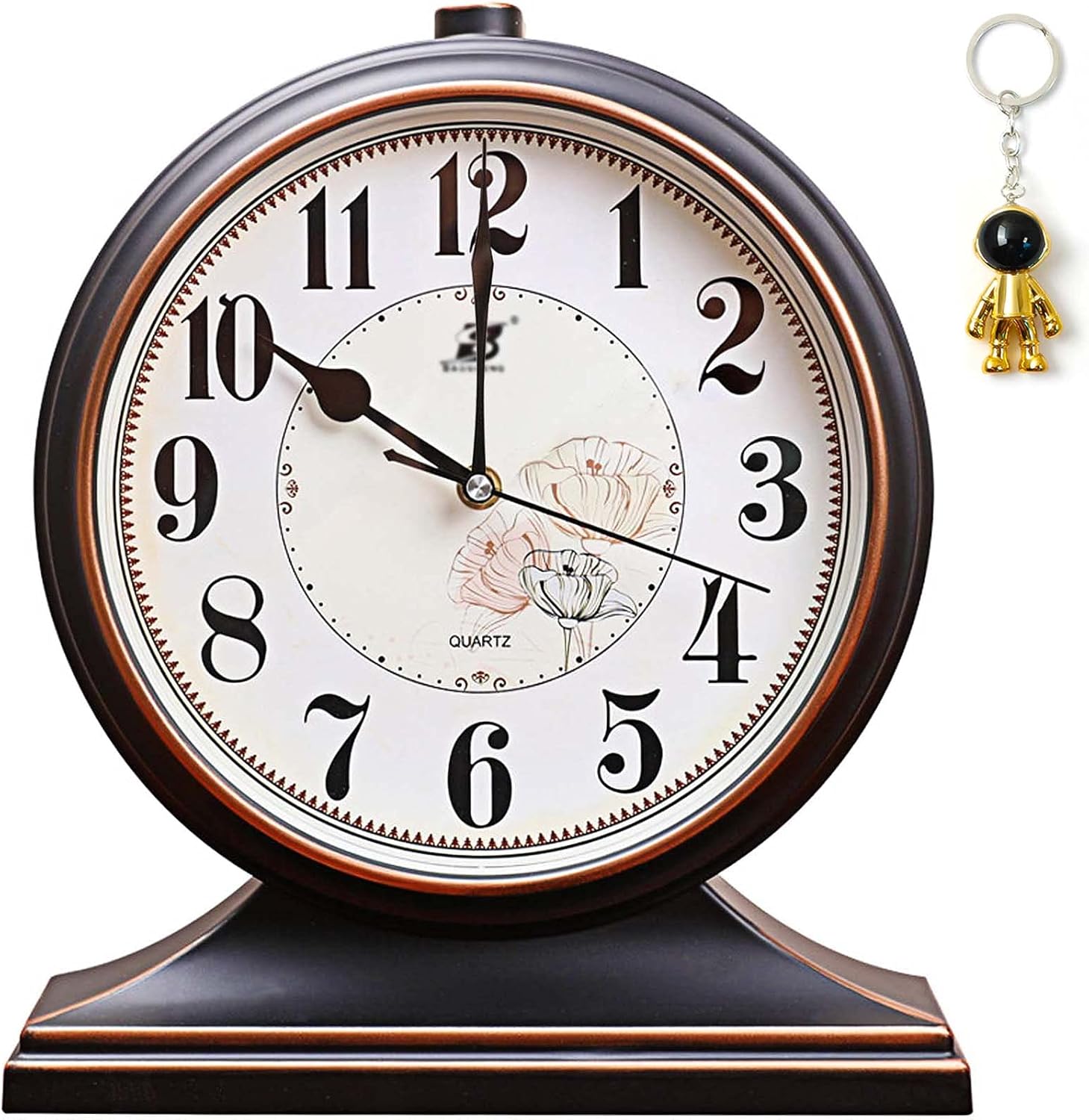 Desk Clock for Table Decor,Retro Mantel Clock Battery Operated for Fireplace Mantel, Living Room,Bedroom,Office,Desktop Decoration (Brown)