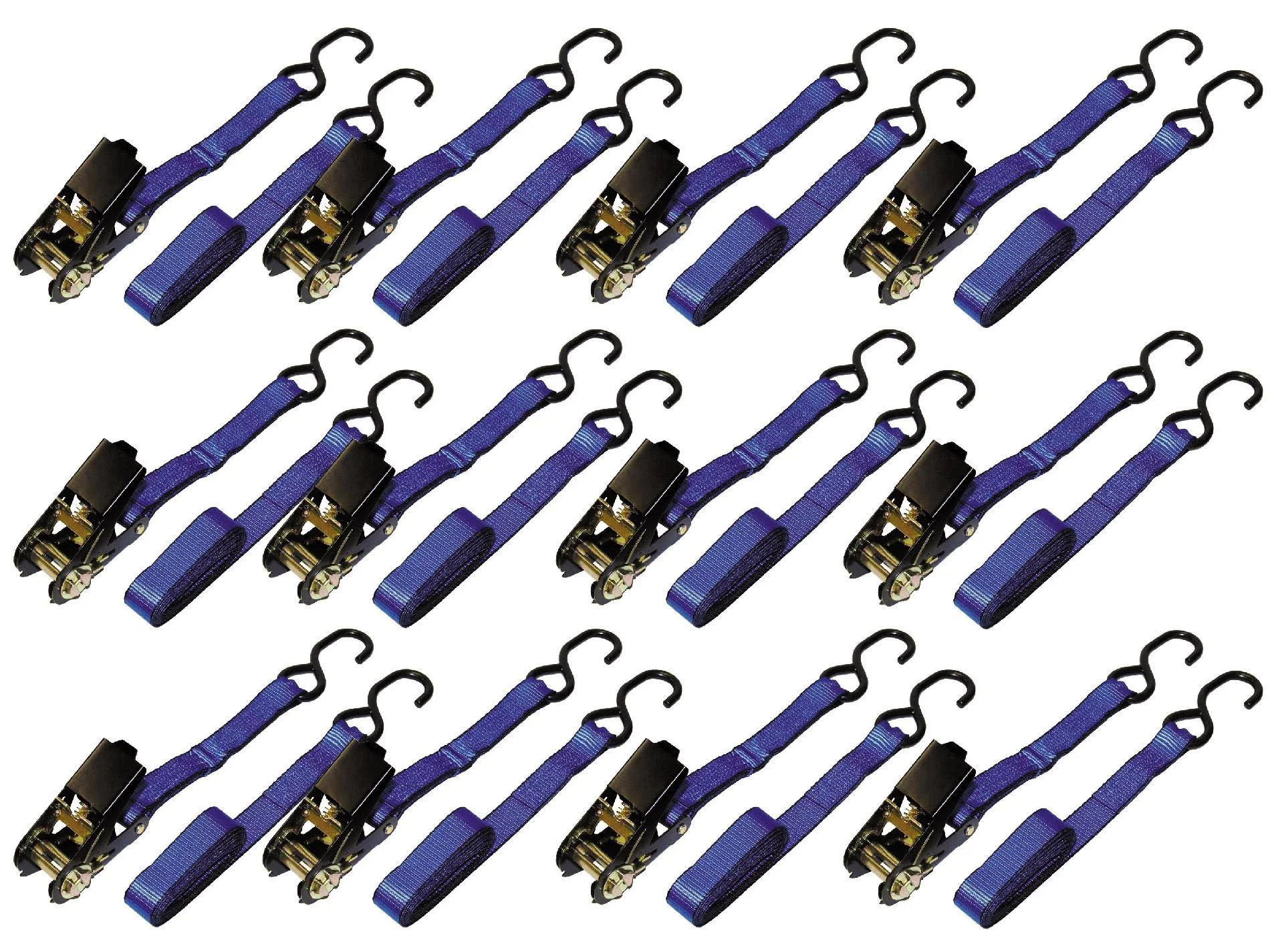 Everest 1 in. x 15 ft. Motorcycle Tie Down Strap with 900 lbs/ S-Hook (12-Packs)