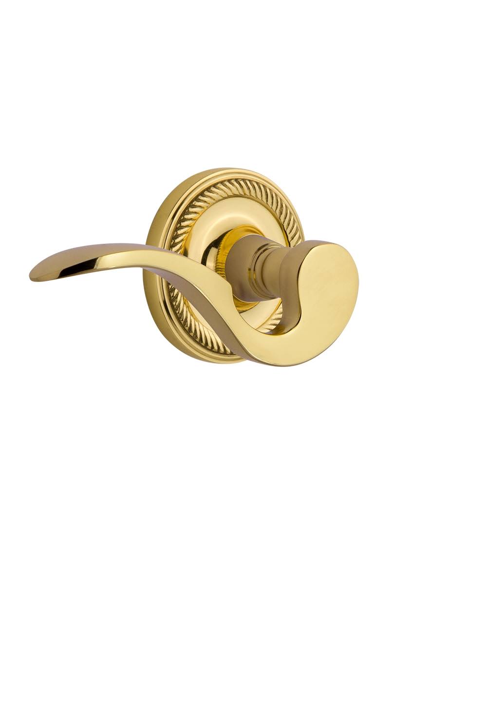 Nostalgic Warehouse ROPMAN_PRV_238_NK_RH Manor Privacy Door Lever Set with Rope Polished Brass