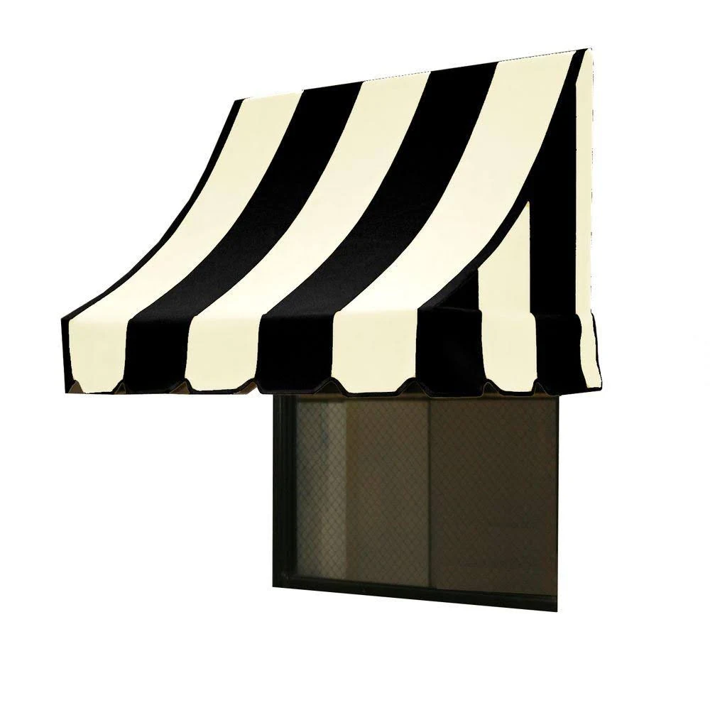 Awntech 5.38 ft. Wide Nantucket Window/Entry Awning (31 in. H x 24 in. D) in Black/White NN22-5KW
