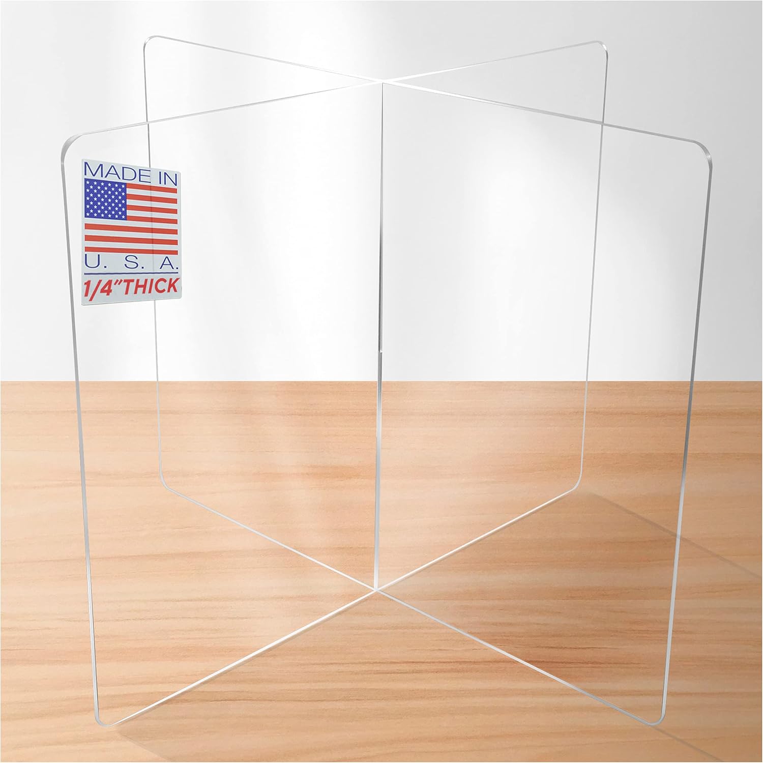 Sneeze Guard Table Divider by SPEEDYORDERS - 4 Persons Clear Acrylic Desk Dividers for Students School Restaurant - For Round/Square Tables - 1/4
