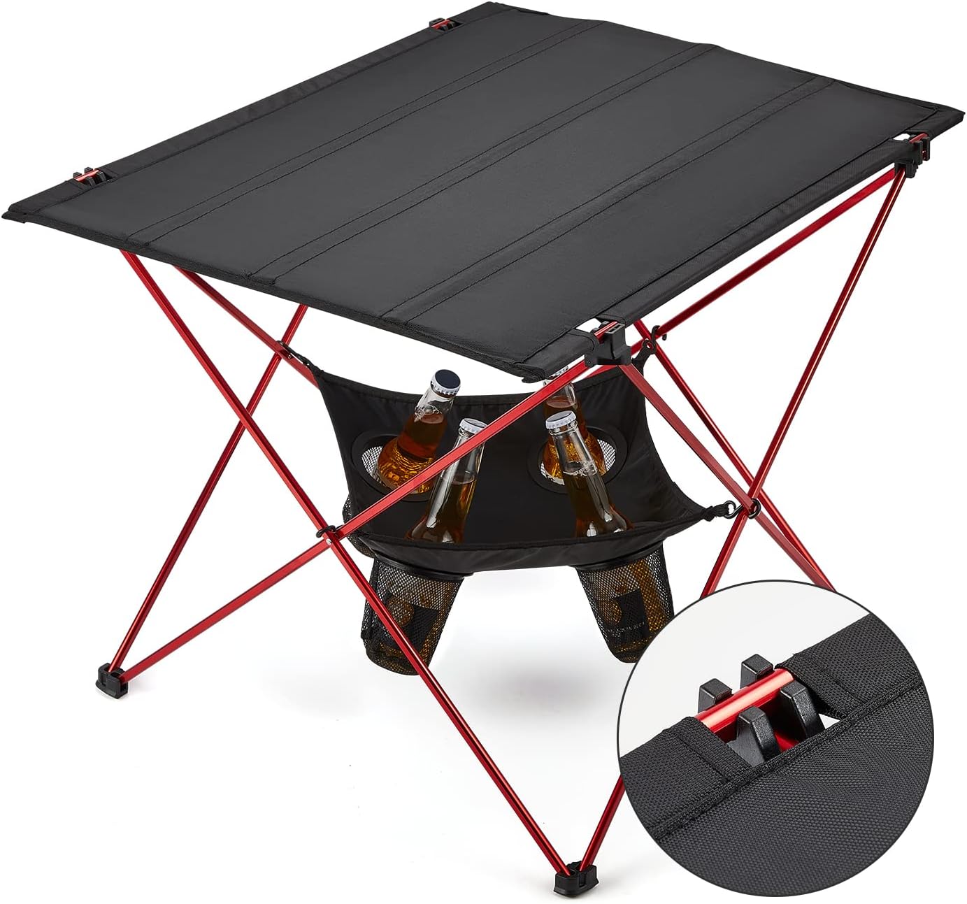 DEERFAMY Large Folding Table, Aluminum Alloy Foldable Table Collapsible Camping Side Table Portable for Picnic, Beach, Hiking, Cooking