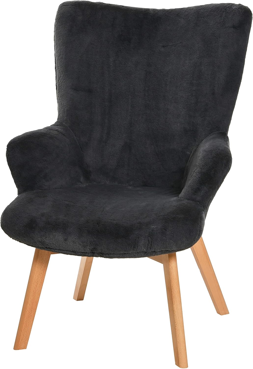 Creative Co-Op Plush Wingback Chair, Dark Grey