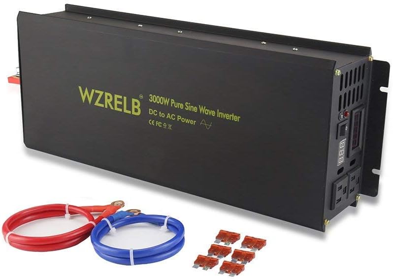 WZRELB Power Inverter 3000W Pure Sine Wave Inverter 12V 120V Dc AC Converter