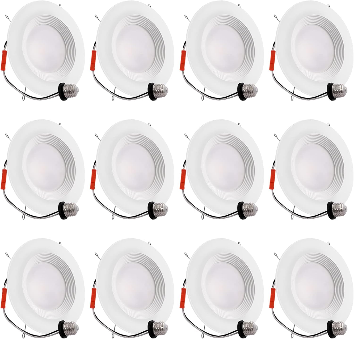 Energetic LED Recessed Lighting 6 Inch, 12.5W=100W, Warm White 3000K, 950LM, Retrofit Downlight Daylight, Dimmable Trim Can Lights, Baffle Trim, Damp Rated, ETL, 12 Pack Pack of 2