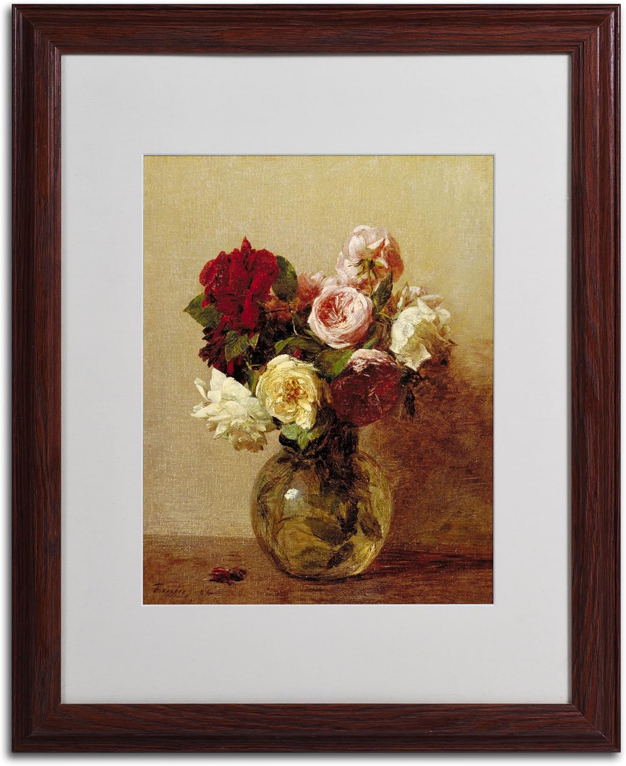 Roses 1884 Artwork by Henri Fantin Latour, 16 by 20-Inch, Wood Frame Pack of 2