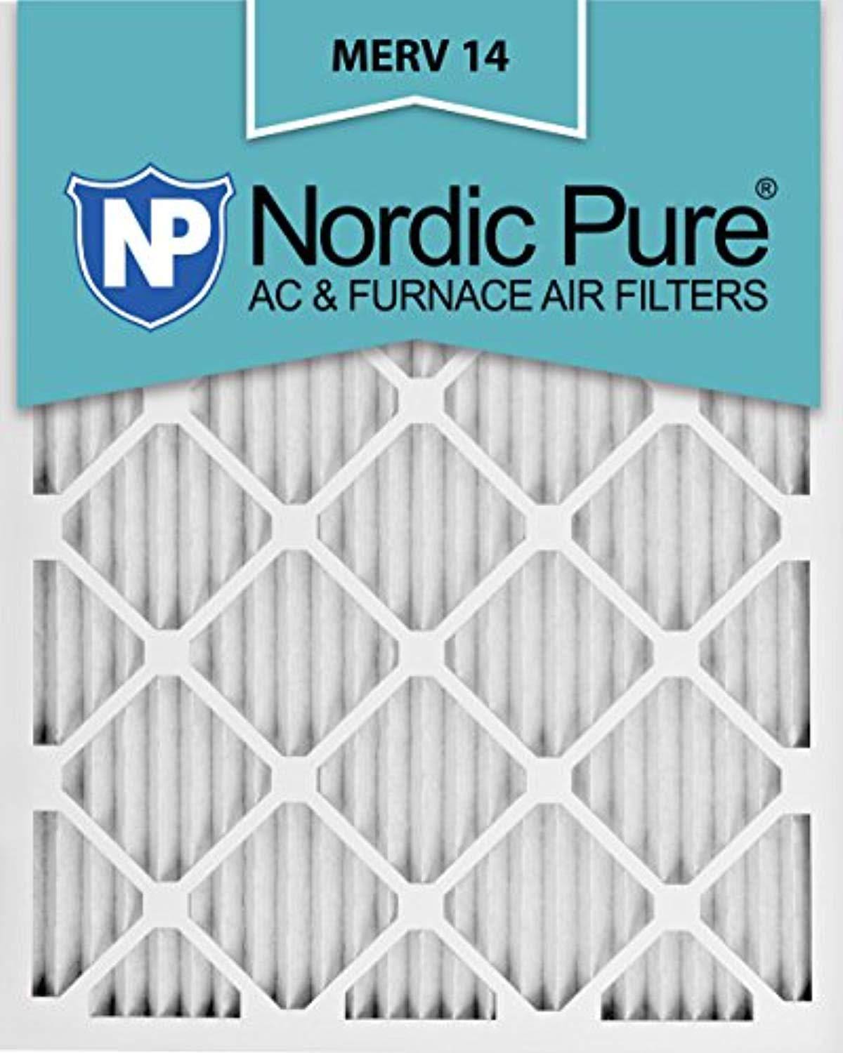 Nordic Pure 14x24x1 MERV 14 Pleated AC Furnace Air Filters, 14x24x1M14-2, 2 Piece