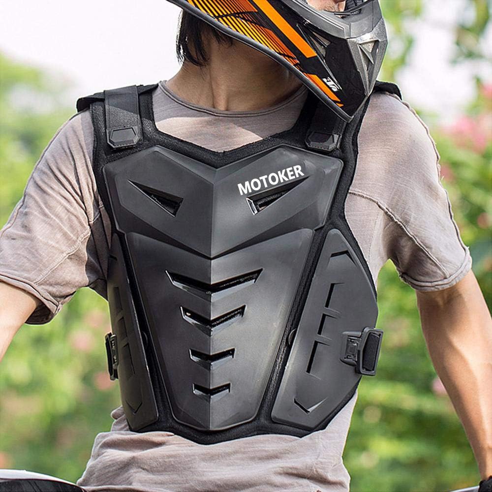 MOTOKER Adult Motorcycle Chest Protector Riding Armor Back Protector Motocross Off-Road Racing Vest (Black)