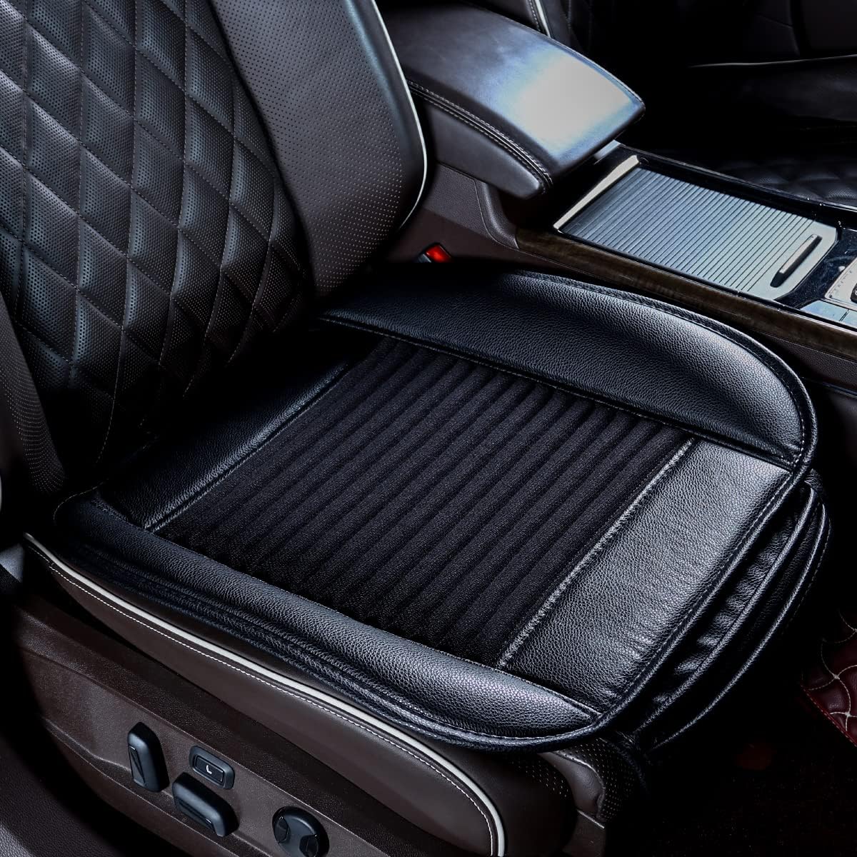 Car Seat Covers,Buckwheat Bottom Seat Covers for Cars,Breathable Cooling Car Seat Cushion for Driver,1 Pack Black Front Seats Only