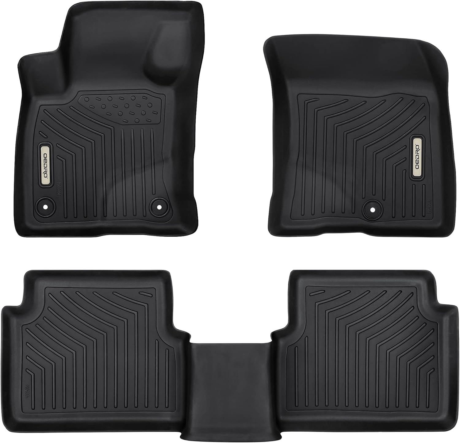 OEDRO Floor Mats Compatible for 2021 2022 Ford Bronco Sport, Unique Black TPE All-Weather Guard Includes 1st and 2nd Row: Front, Rear, Full Set Liners