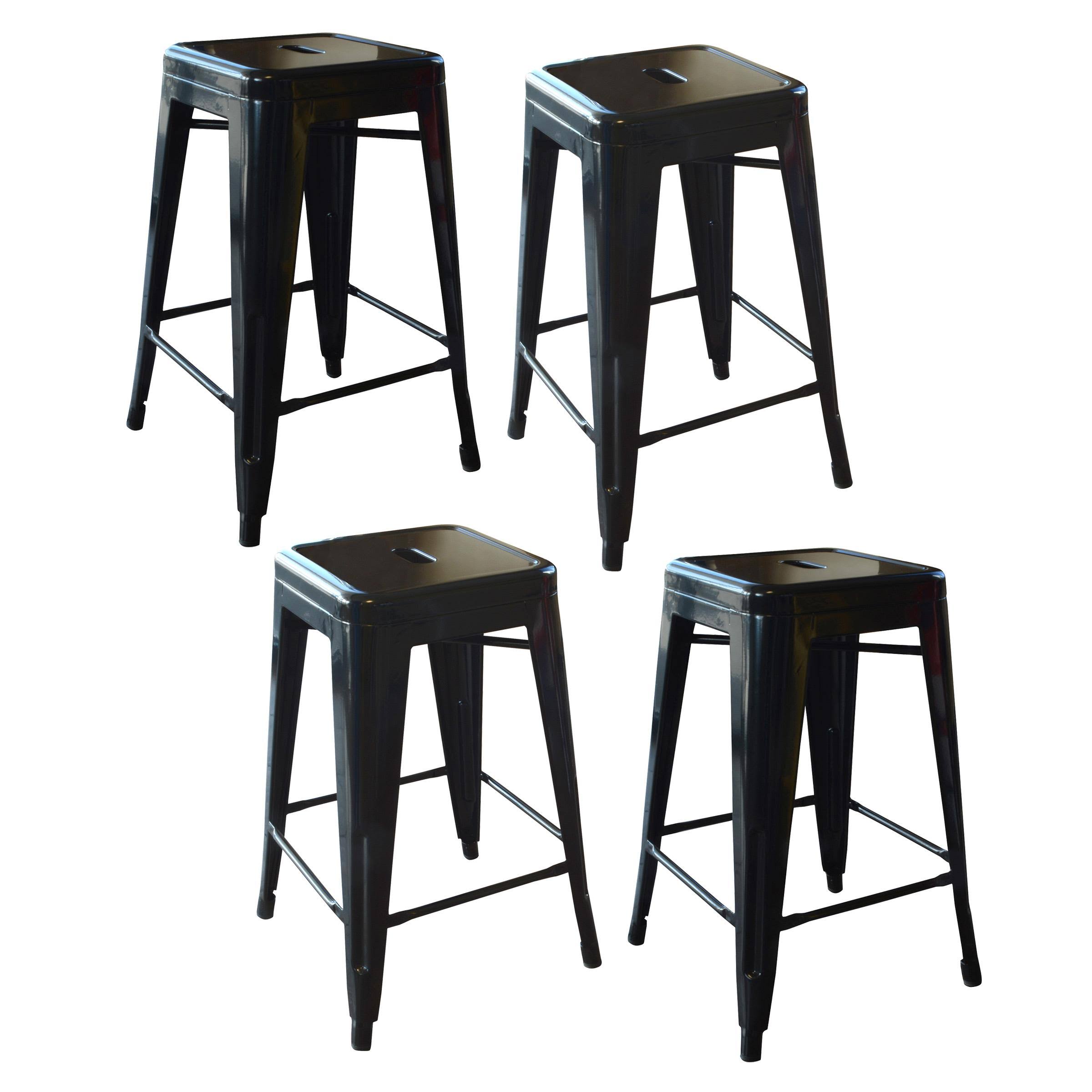 Amerihome Loft Black 24 inch Metal Bar Stool - 4 Piece