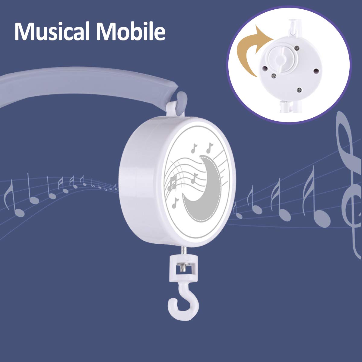 Baby Musical Crib Mobile with 360°Rotation,Hanging Space Theme Nursery Bed Decoration,Gift Toy for Newborn Pack of 2