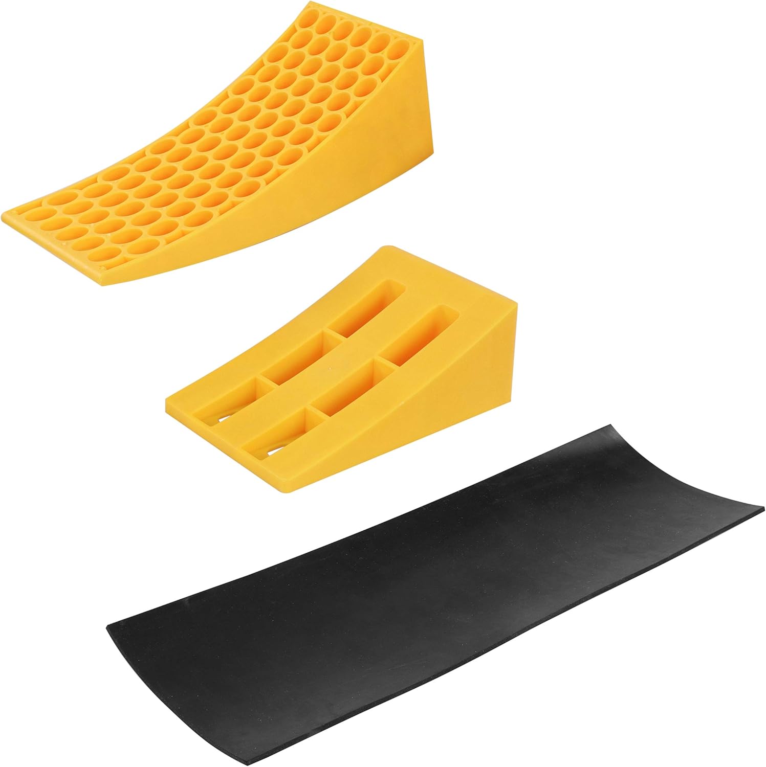 Dumble RV Leveling Blocks - 1 Camper Level Ramp - 1 RV Wheel Chock for Stability - Black Mat for Traction - 4-inch Lift Pack of 2