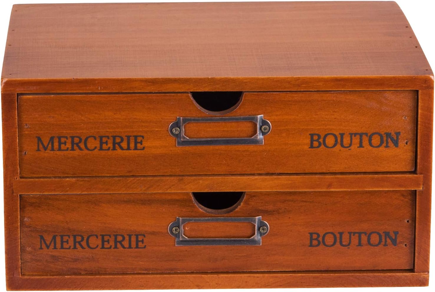 Vintage 2-Drawer Desk Organizer - Wood Countertop Drawer Organizers - 2-Tier Wooden Desktop Monitor Riser w/ Drawers - Organization and Storage Drawers for Desk - Stackable Drawers - File Drawer Unit