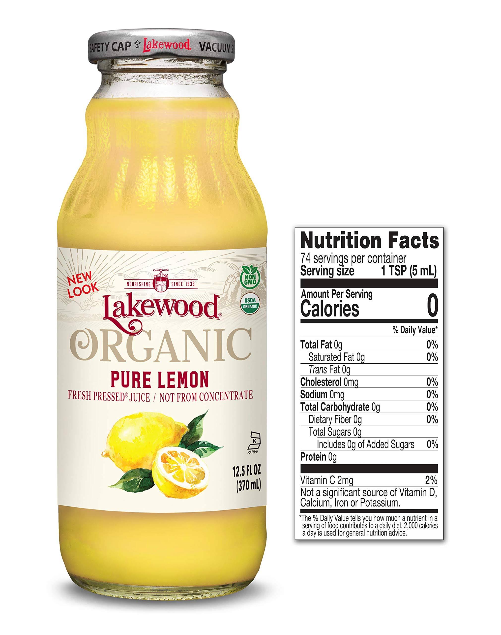 Lakewood Organic Pure Lemon Juice, 12.5-Ounce Bottles (Pack of 12)