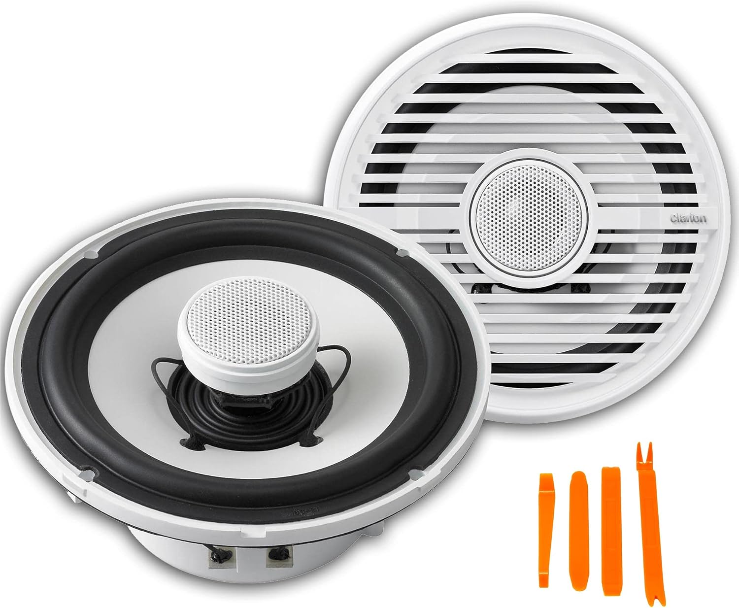 Clarion CMG1622R 6.5-Inch 100-Watt Marine Speakers (Pair) with Pry Tool Kit Pack of 2