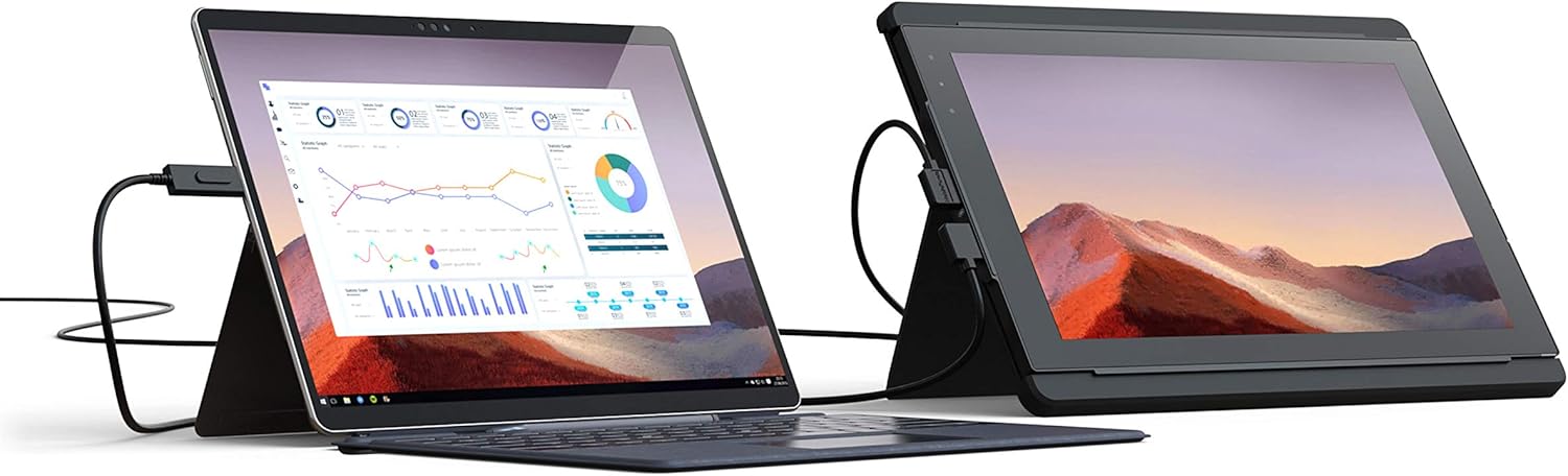 Mobile Pixels 14&lsquo;&rsquo; Trio Max Portable Monitor for Laptops，Full HD IPS USB A/Type-C USB Powered Dual Tri Screen, Plug and Play Mac Windows Switch Compatible( One 14.1'' monitor plus kickstand)