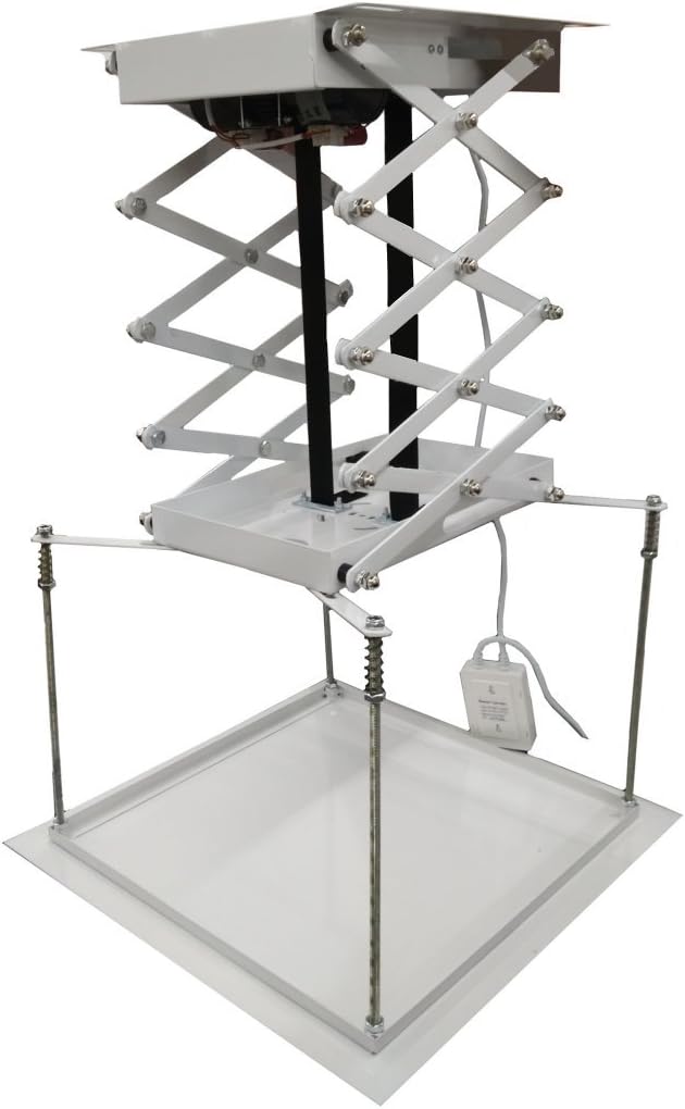 BAOSHISHAN Electric 1.5M Projector Bracket Motorized Electric Lift Projector Hanger Remote Control 110V for Cinema Church School with Double Motors & Max Load 15kg 220V