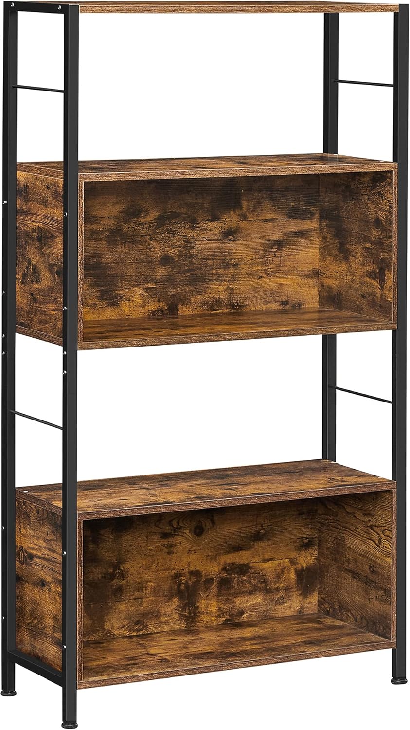 VASAGLE Bookshelf, Bookcase Storage Shelves, for Living Room, Bedroom, Books, Decorations, 31.5 x 11.8 x 58.3 Inches, Industrial Design, Rustic Brown and Black ULLS106B01