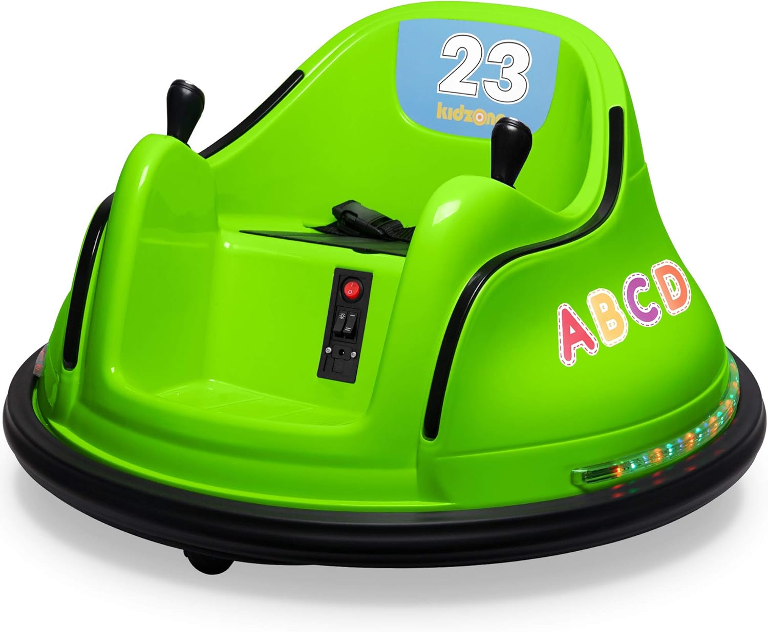 Kidzone DIY Sticker Race Car 12V Kids Toy Electric Ride On Bumper Car Vehicle with Remote Control, LED Lights & 360 Degree Spin, 2 Speeds, ASTM Certified - Pink