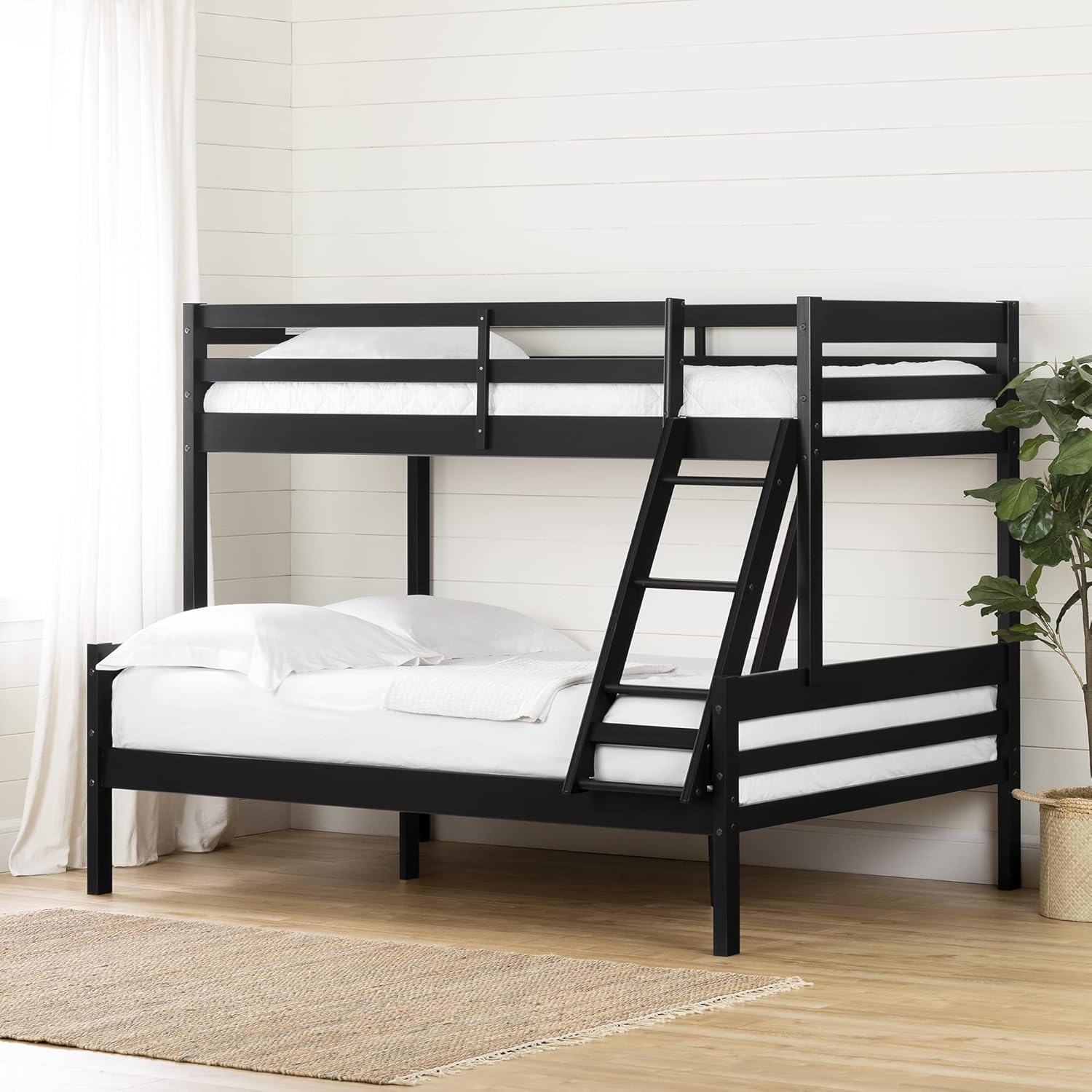 South Shore Induzy Bunk Bed, Twin on Full, Matte Black