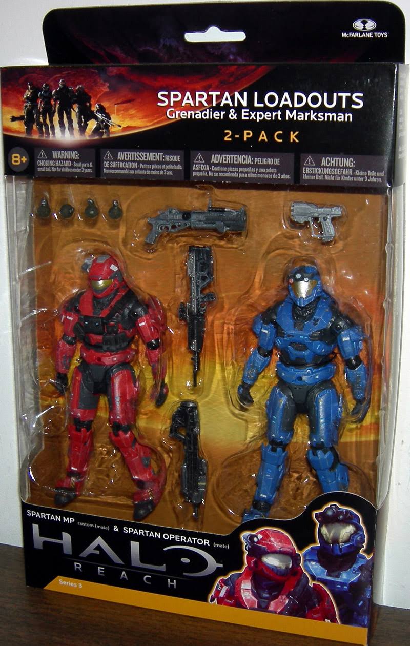 Halo Reach Series 3 Spartan Loadouts 2 Pack Figures Grenadier u0026 Expert Marksman
