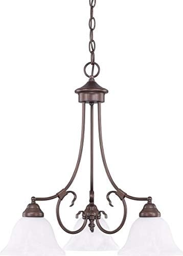 HomePlace Lighting 3226BZ-220 Hometown Traditional White Faux Alabaster Glass Chandelier, 5-Light 500 Total Watts, 27