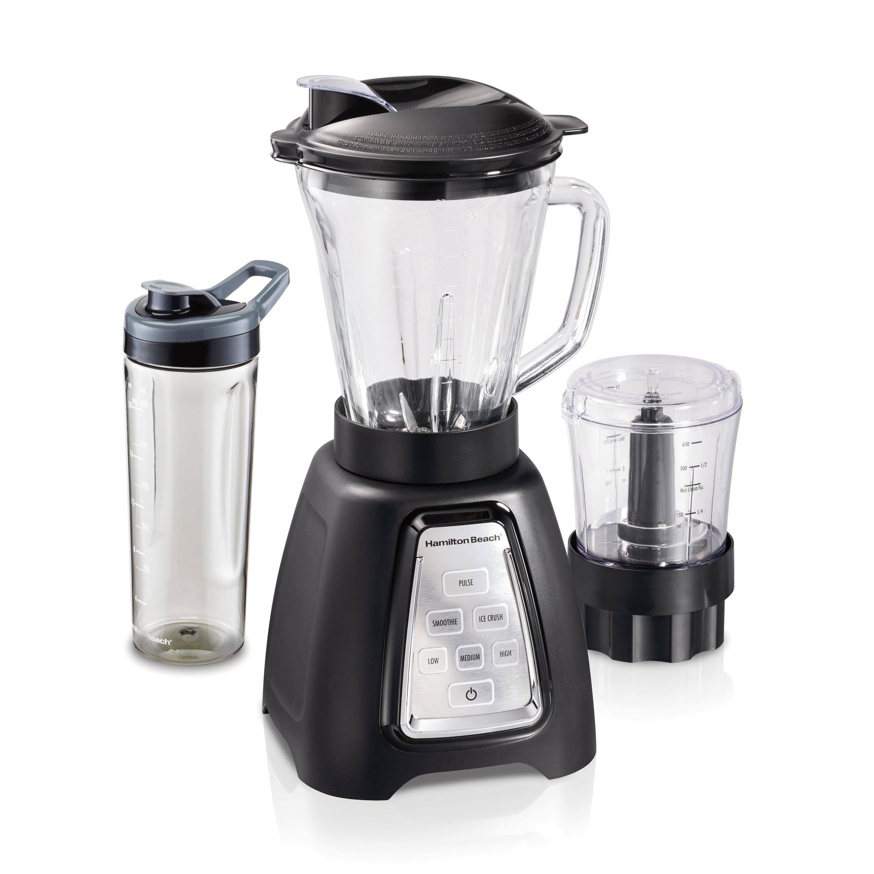 Hamilton Beach MultiBlend System with Glass Jar, Travel Jar u0026 Food Chopper, Black