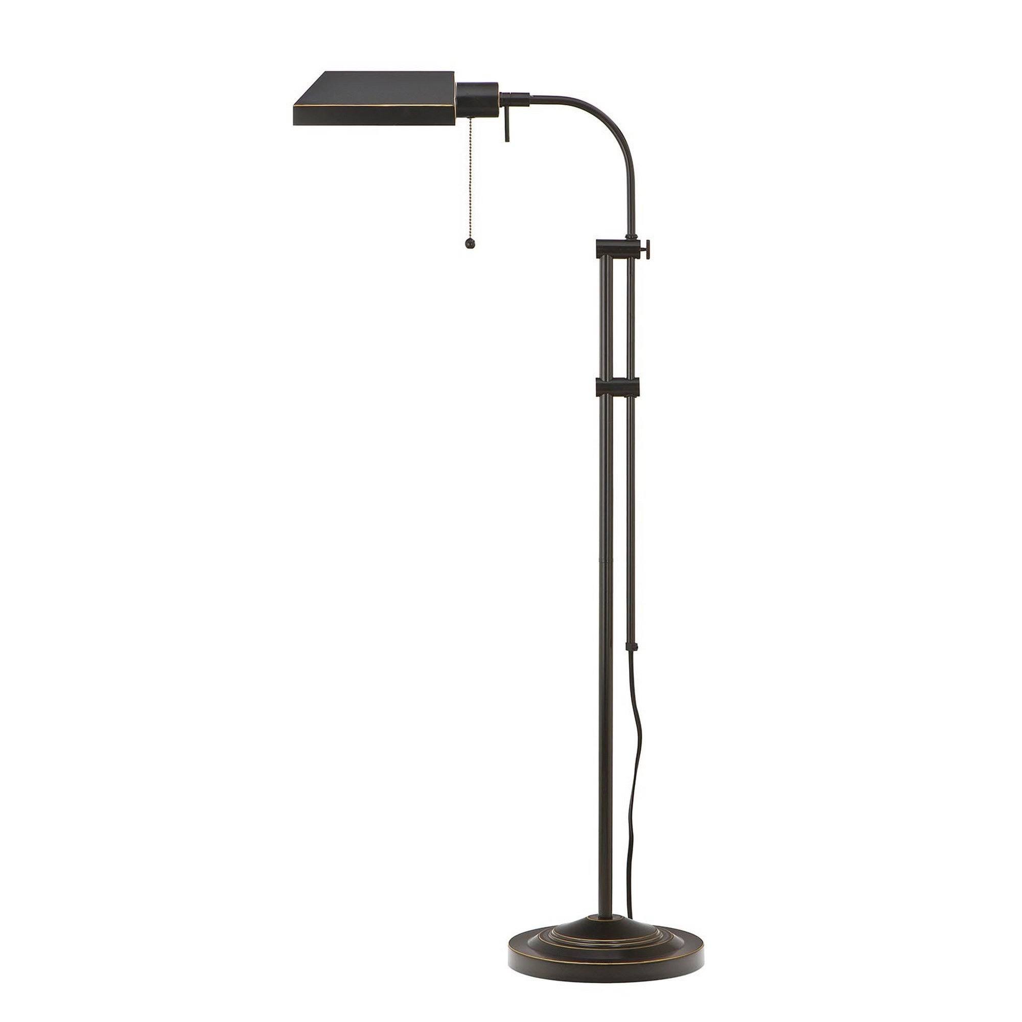Benjara Metal Rectangular Floor Lamp with Adjustable Pole, Black