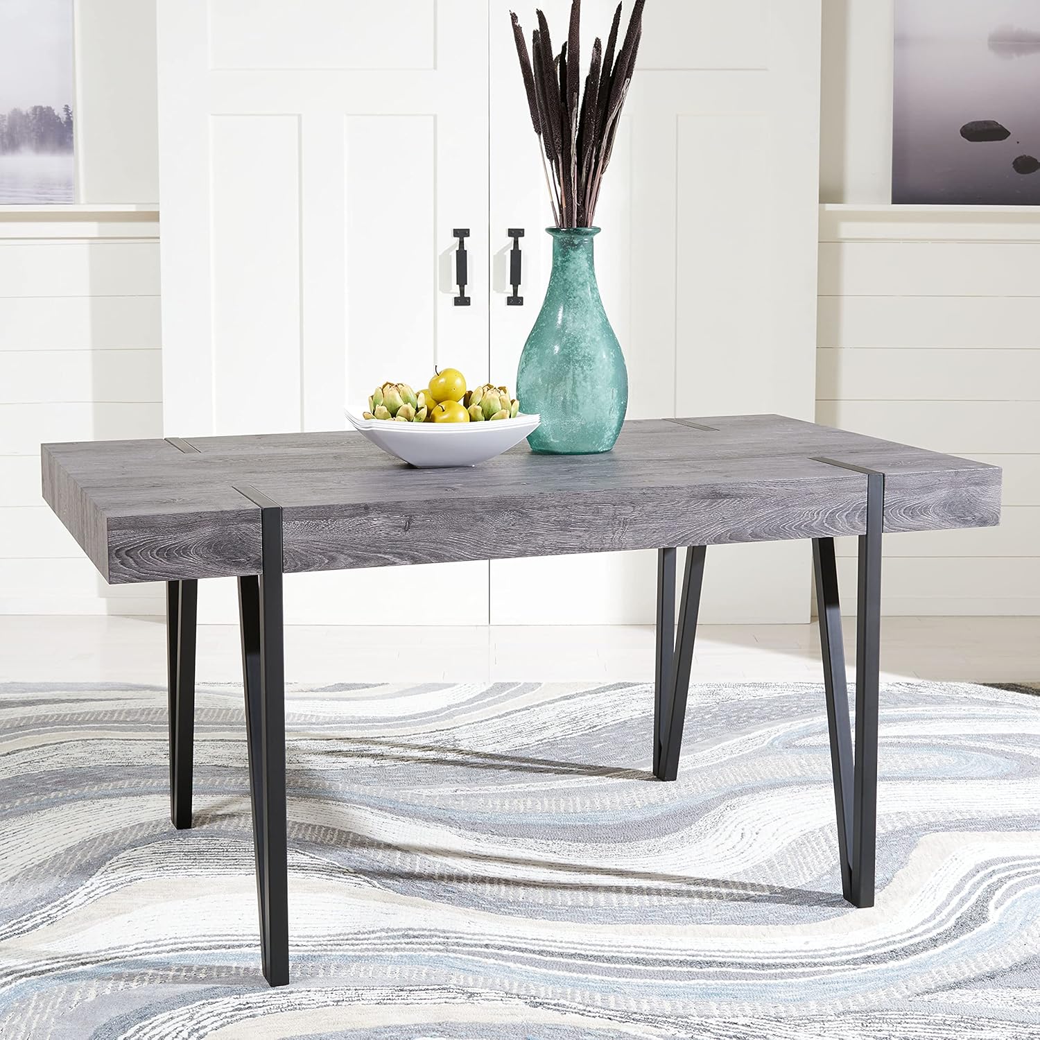 Safavieh Home Alyssa Rustic Industrial Brown and Black Dining Table