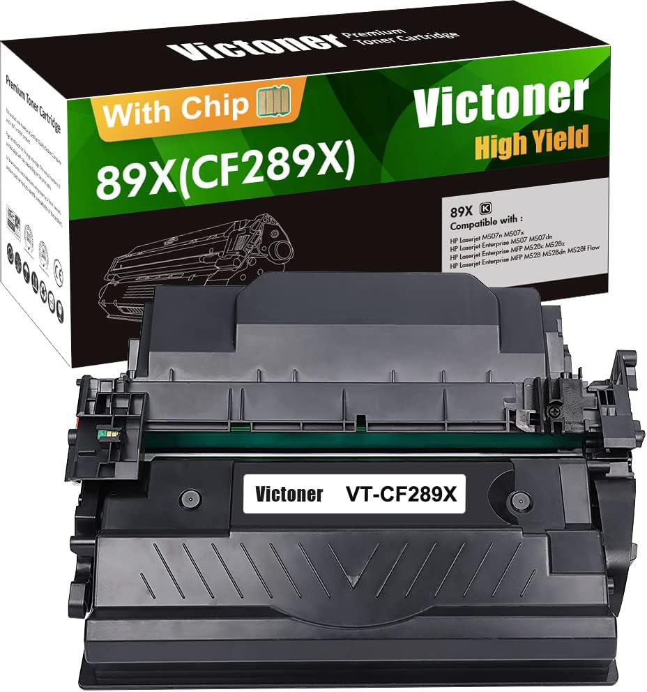 VICTONER Compatible 89X CF289X Toner: Cartridge Replacement for HP 89X CF289X 89A CF289A Enterprise MFP M507 M507dn M507n M507x M528 M528dn M528c M528z High Yield Printer Ink (Black 1-Pack)