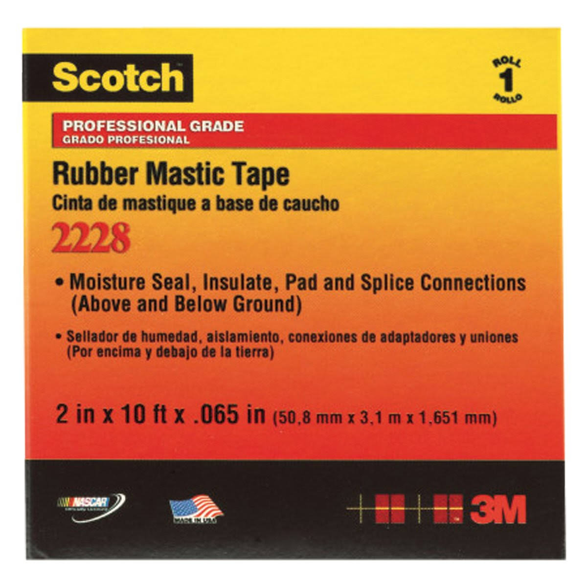 1x22 x 10& Black (2 Pack) 3M 2228 Rubber Mastic Electrical Tape