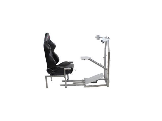 GTR Simulator CRJ Flight Simulator Silver Frame with Black Seat