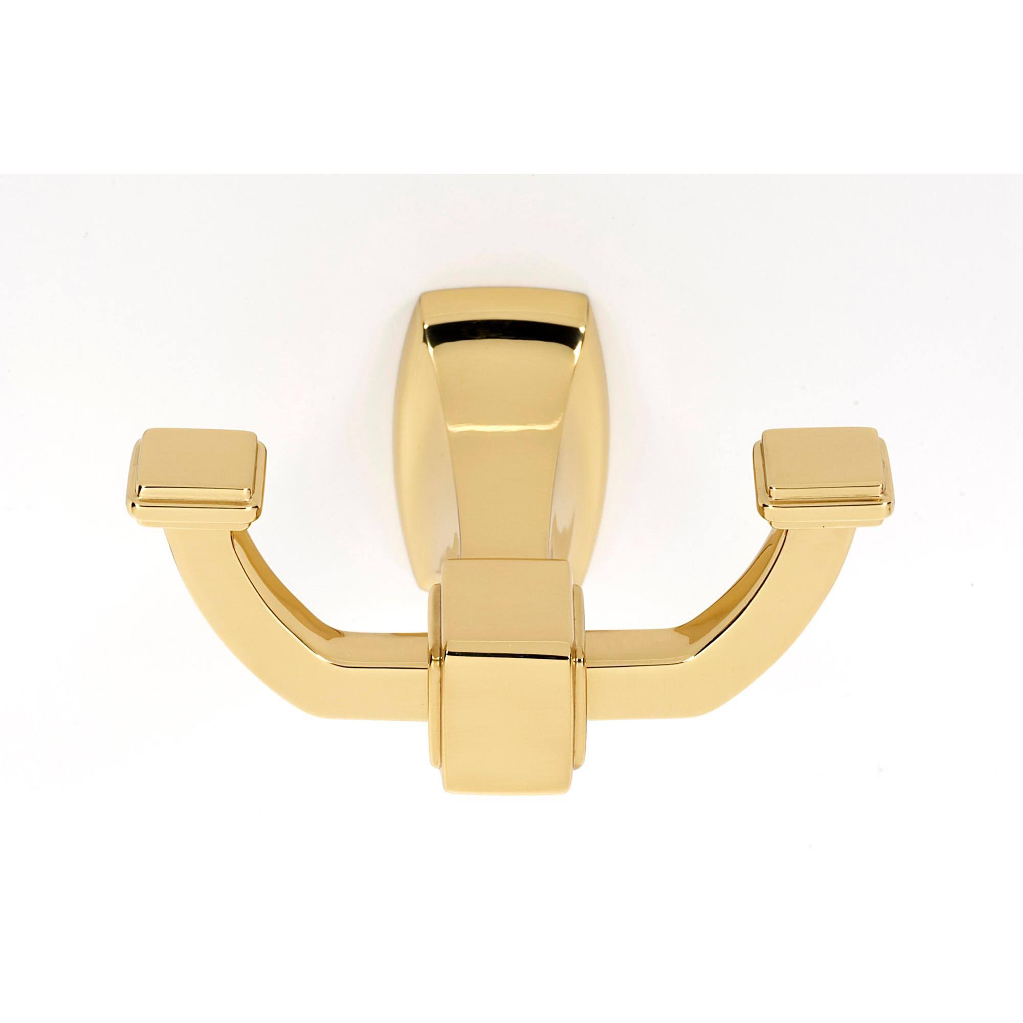Alno A6584-PB/NL: Cube Double Robe Hook - Unlacquered Brass