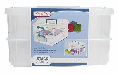 Sterilite 14228604 Stack u0026 Carry 2 Layer Handle Box, 1 - Pack