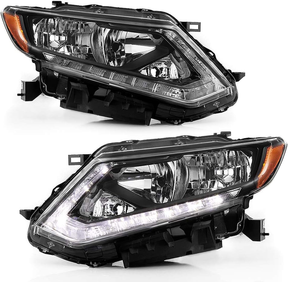 ACANII - For [Halogen Model] 2014 2015 2016 Nissan Rogue Factory Style w/LED DRL Projetor Headlights Headlamps Assembly