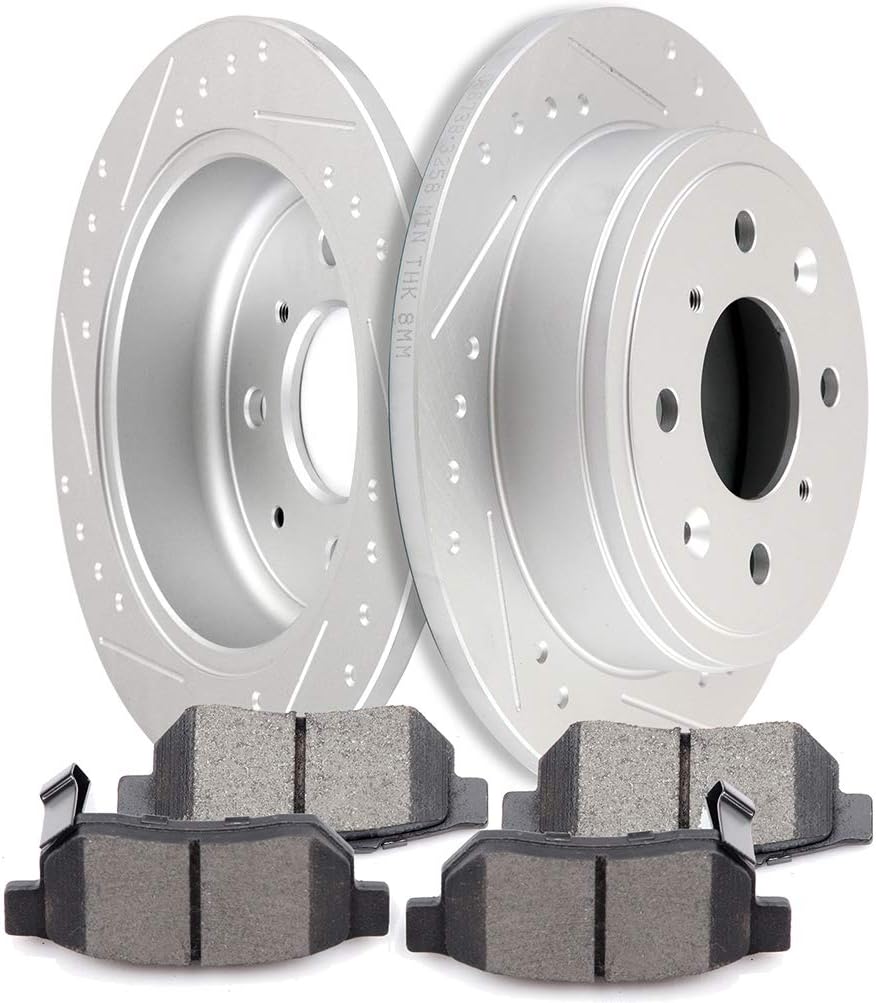 SCITOO Brake Kit Rear Brake Rotors and Ceramic Brake Pads fit for 90-01 for Acura Integra,92-95 99 00 for Honda Civic,93-97 for Honda Civic del Sol,90-91 for Honda CRX,90-91 for Honda Prelude