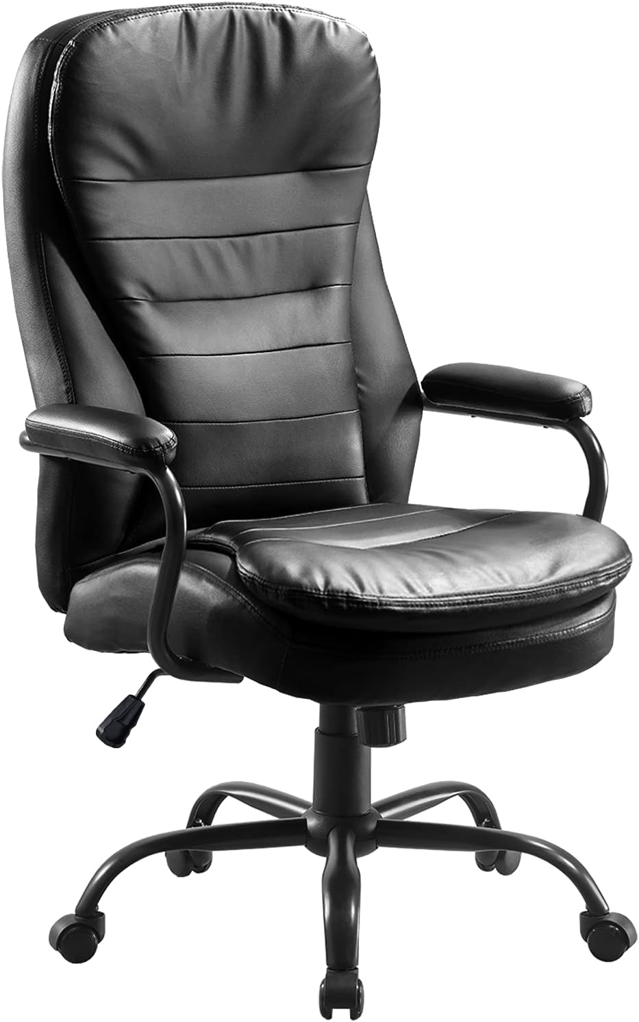 Einfach Big and Tall Office Chair Adjustable Ergonomic Home Desk Chair with Padded Armrests/Heavy Duty Executive PU Leather Rolling Swivel Task Chair with Lumbar Support, Color Black